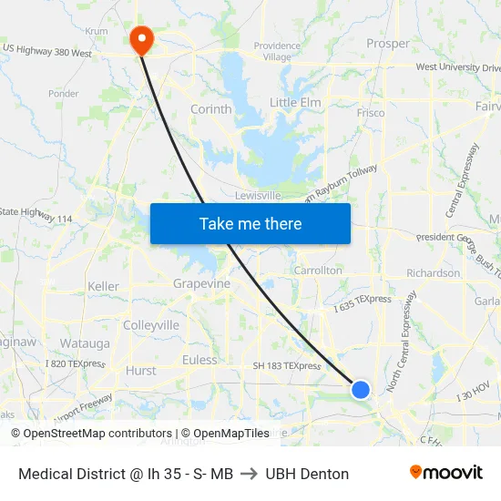 Medical District @ Ih 35 - S- MB to UBH Denton map