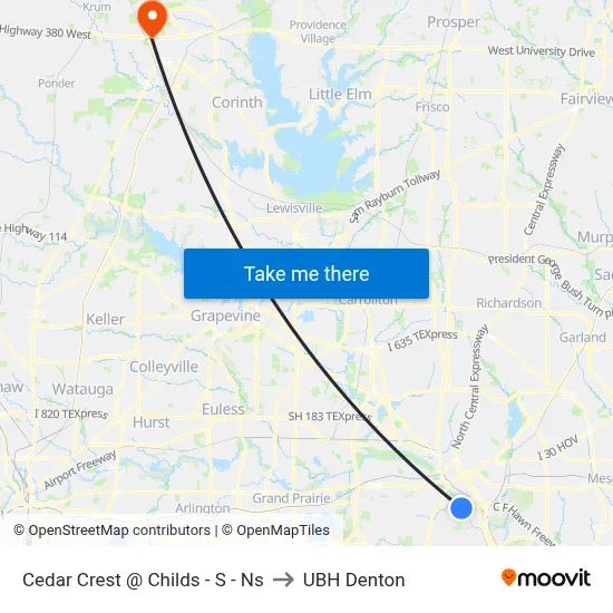 Cedar Crest @ Childs - S - Ns to UBH Denton map
