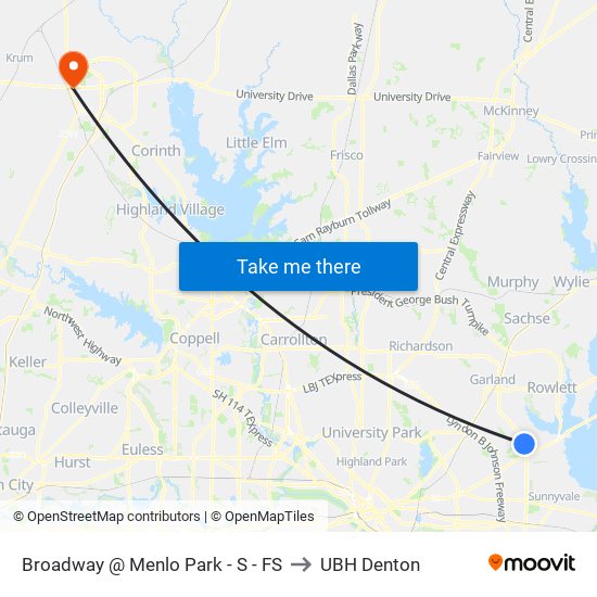 Broadway @ Menlo Park - S - FS to UBH Denton map