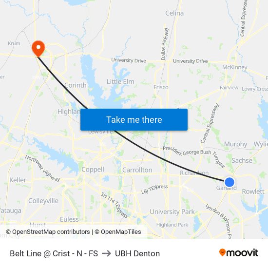 Belt Line @ Crist - N - FS to UBH Denton map