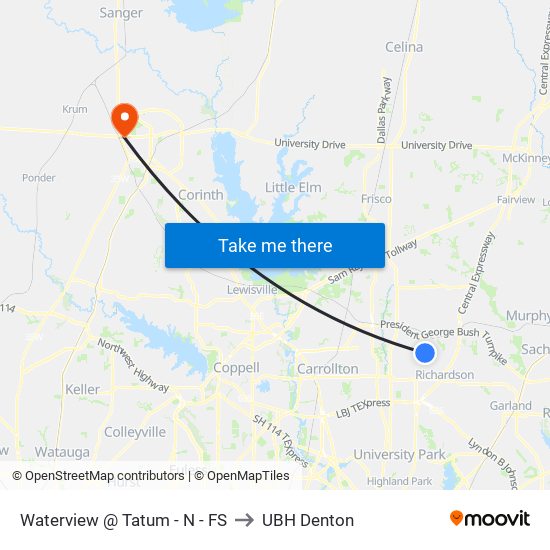 Waterview @ Tatum - N - FS to UBH Denton map