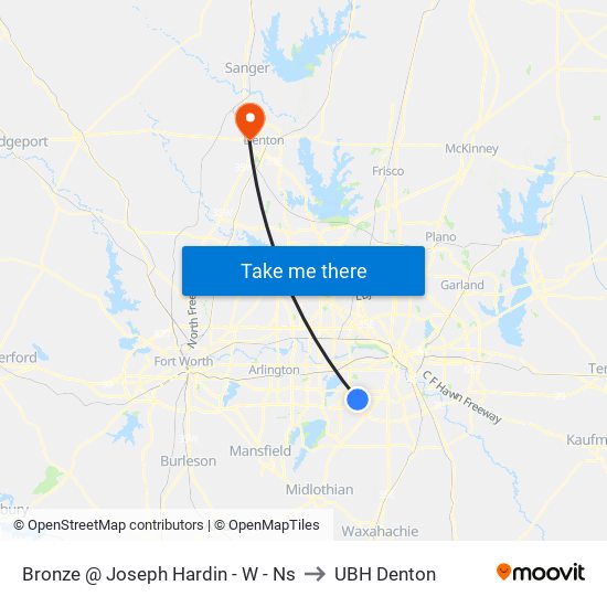 Bronze @ Joseph Hardin - W - Ns to UBH Denton map