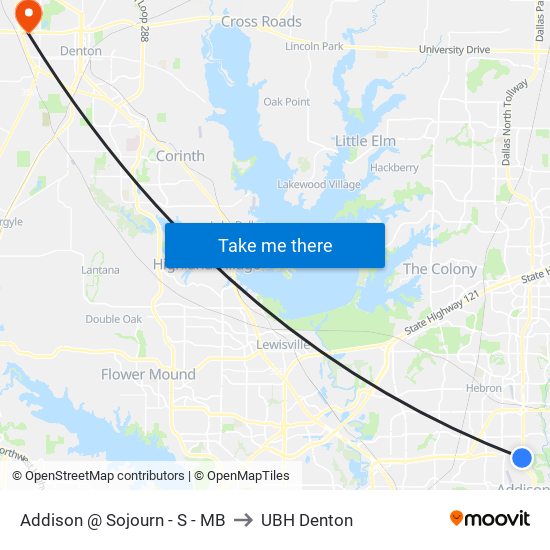 Addison @ Sojourn - S - MB to UBH Denton map