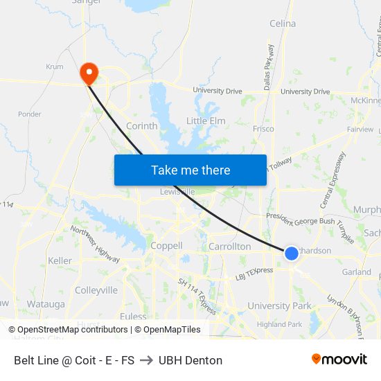 Belt Line @ Coit - E - FS to UBH Denton map