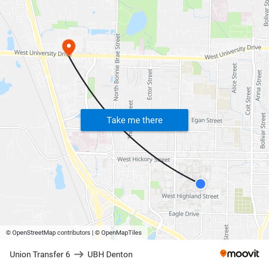 Union Transfer 6 to UBH Denton map
