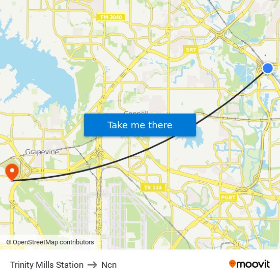 Trinity Mills Station to Ncn map