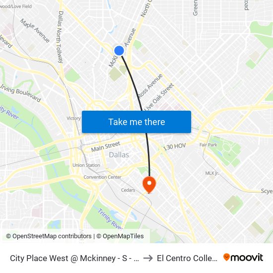 City Place West @ Mckinney - S - FS to El Centro College map