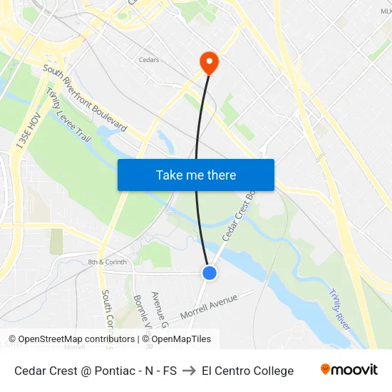 Cedar Crest @ Pontiac - N - FS to El Centro College map