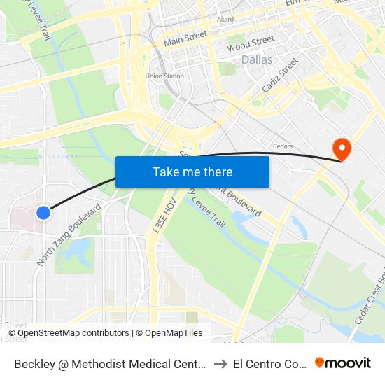 Beckley @ Methodist Medical Center - S - FS to El Centro College map