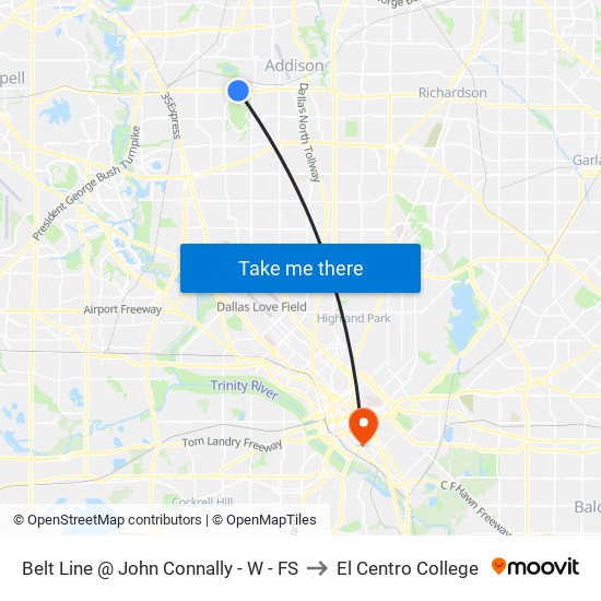 Belt Line @ John Connally - W - FS to El Centro College map