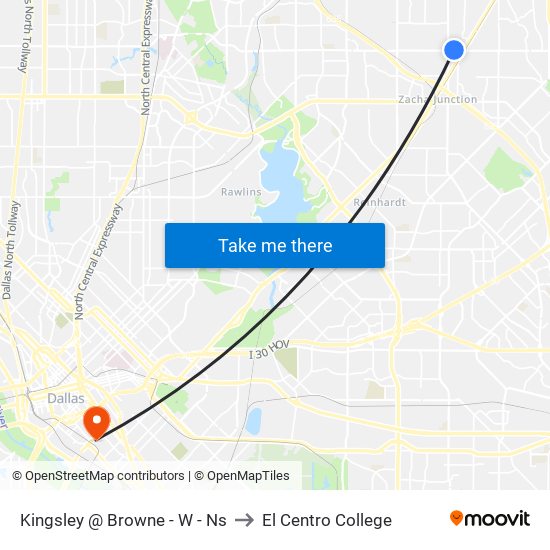 Kingsley @ Browne - W - Ns to El Centro College map