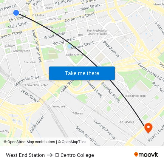 West End Station to El Centro College map