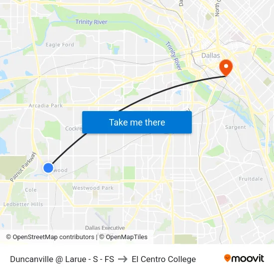 Duncanville @ Larue - S - FS to El Centro College map
