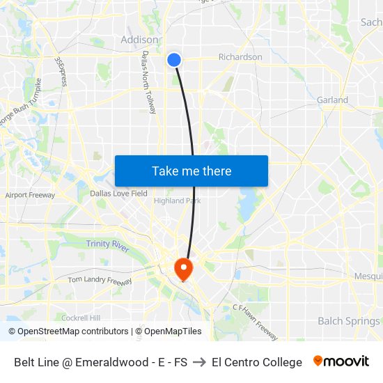 Belt Line @ Emeraldwood - E - FS to El Centro College map