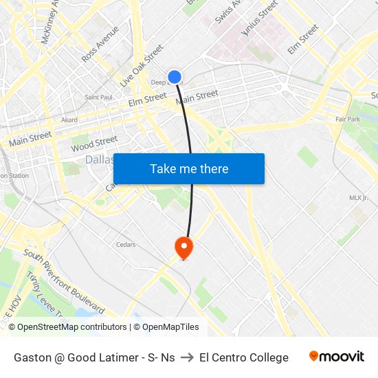 Gaston @ Good Latimer - S- Ns to El Centro College map