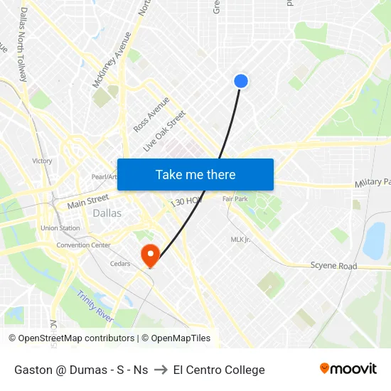 Gaston @ Dumas - S - Ns to El Centro College map