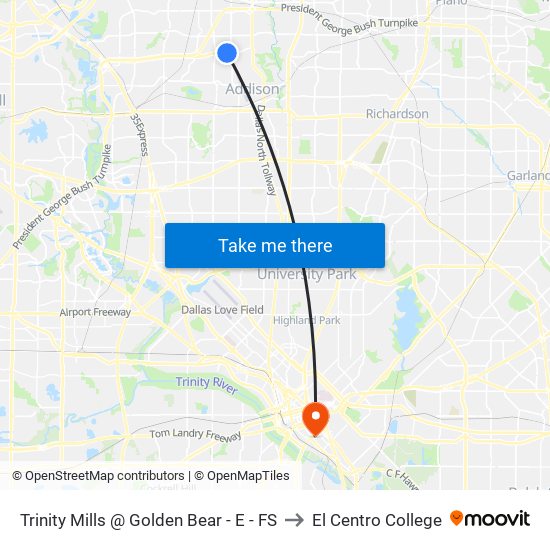 Trinity Mills @ Golden Bear - E - FS to El Centro College map