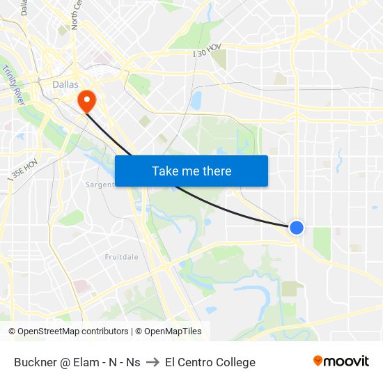 Buckner @ Elam - N - Ns to El Centro College map