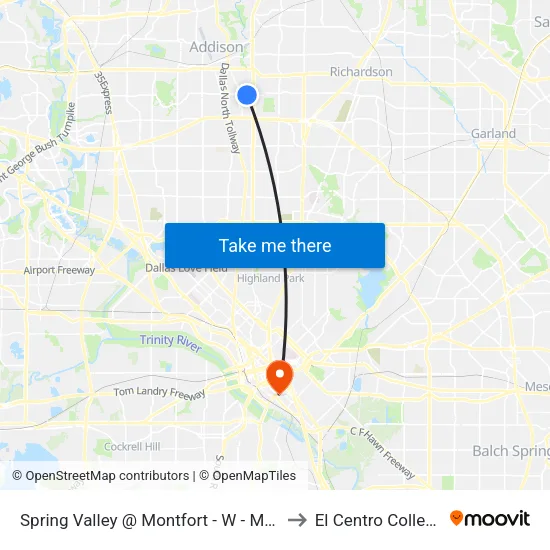 Spring Valley @ Montfort - W - Mb2 to El Centro College map