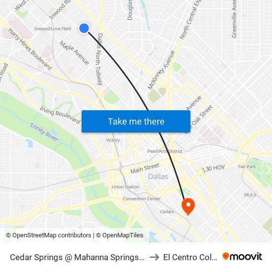 Cedar Springs @ Mahanna Springs - S - Ns to El Centro College map