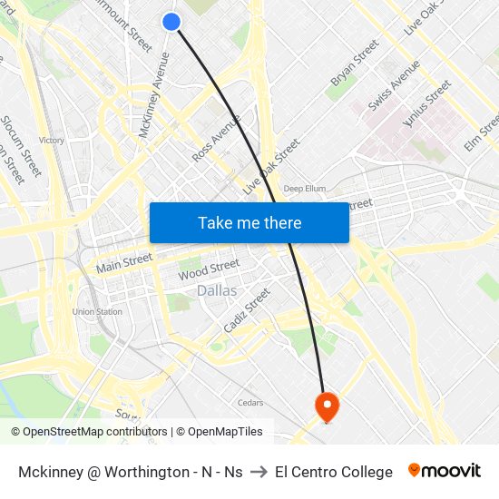 Mckinney @ Worthington - N - Ns to El Centro College map