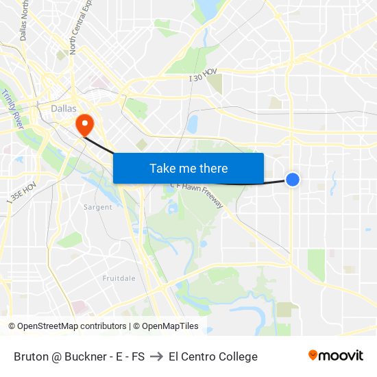 Bruton @ Buckner - E - FS to El Centro College map