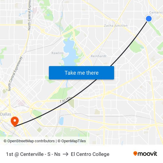 1st @ Centerville - S - Ns to El Centro College map