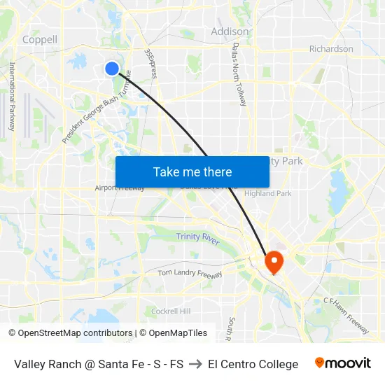 Valley Ranch @ Santa Fe - S - FS to El Centro College map