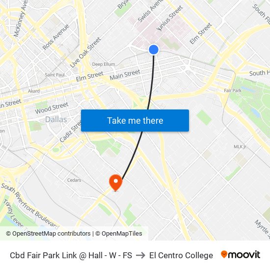 Cbd Fair Park Link @ Hall - W - FS to El Centro College map