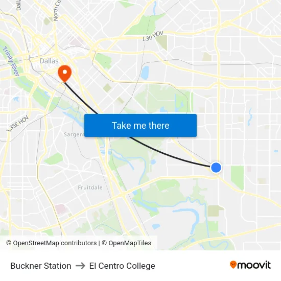 Buckner Station to El Centro College map