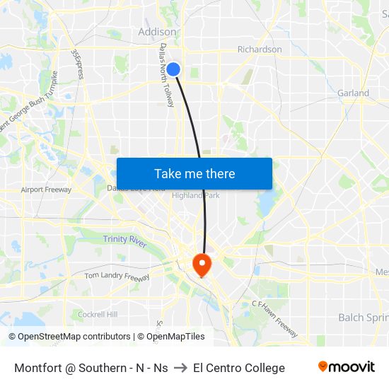 Montfort @ Southern - N - Ns to El Centro College map