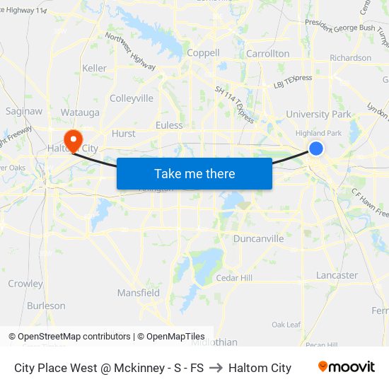 City Place West @ Mckinney - S - FS to Haltom City map