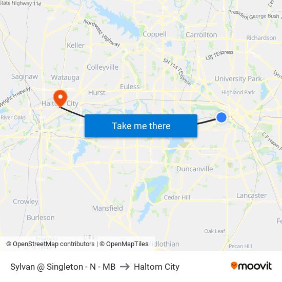 Sylvan @ Singleton - N - MB to Haltom City map