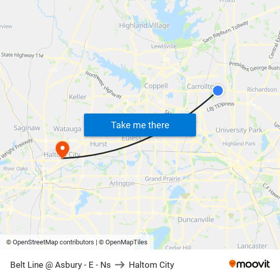 Belt Line @ Asbury - E - Ns to Haltom City map