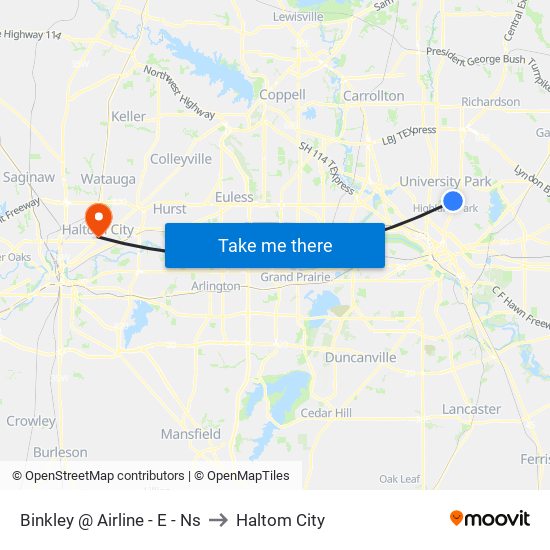 Binkley @ Airline - E - Ns to Haltom City map