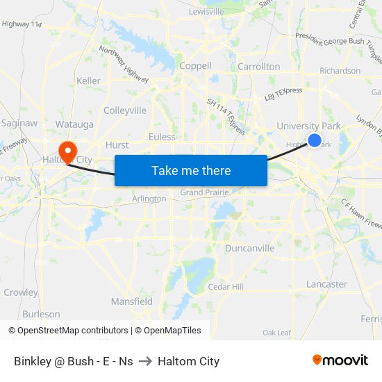 Binkley @ Bush - E - Ns to Haltom City map