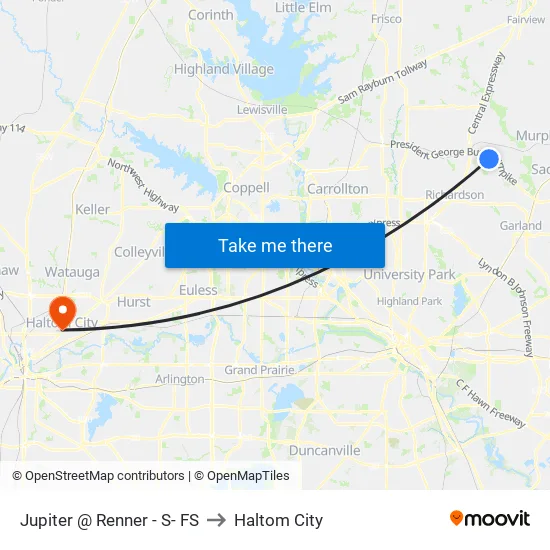 Jupiter @ Renner - S- FS to Haltom City map