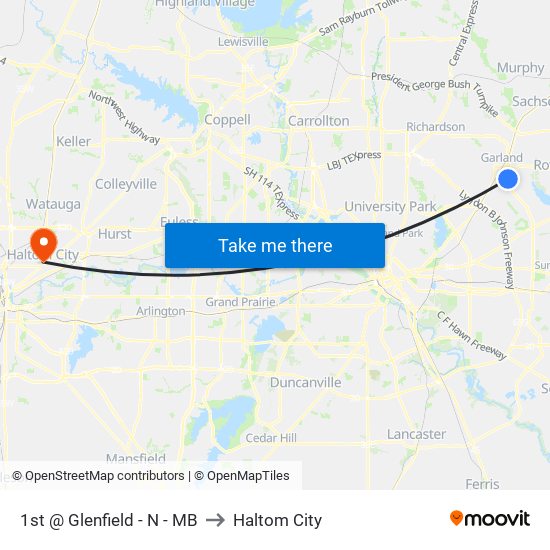 1st @ Glenfield - N - MB to Haltom City map