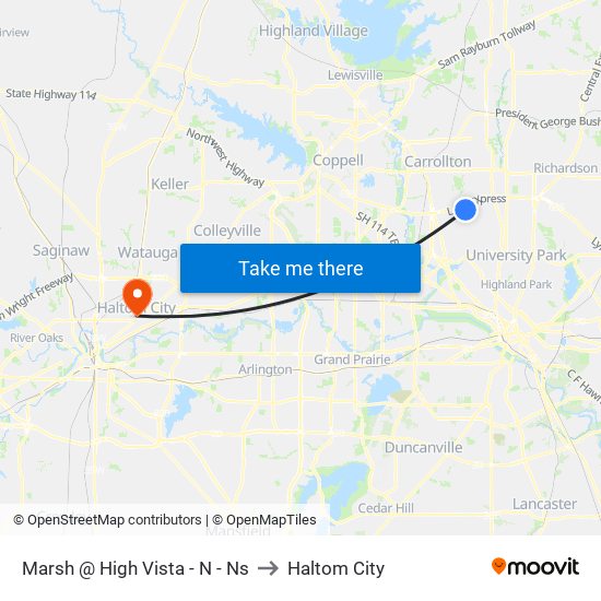 Marsh @ High Vista - N - Ns to Haltom City map
