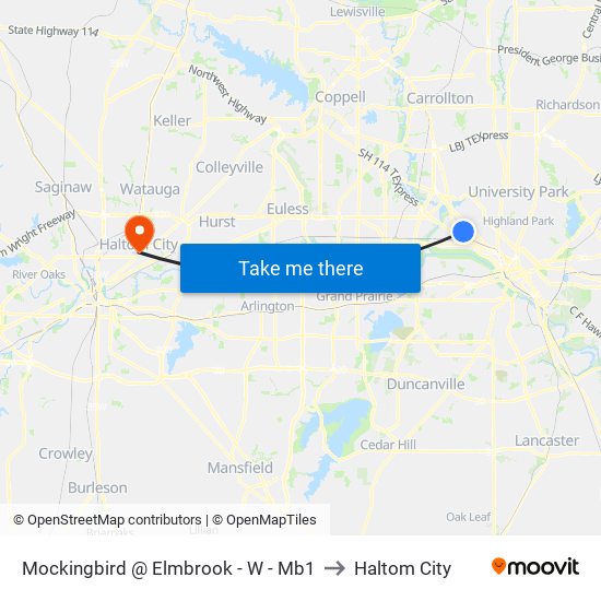 Mockingbird @ Elmbrook - W - Mb1 to Haltom City map