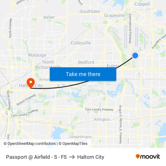 Passport @ Airfield - S - FS to Haltom City map