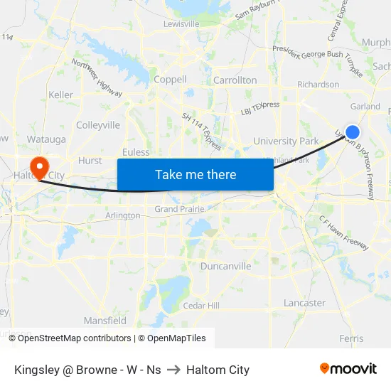 Kingsley @ Browne - W - Ns to Haltom City map