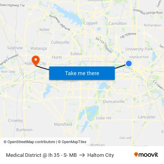 Medical District @ Ih 35 - S- MB to Haltom City map