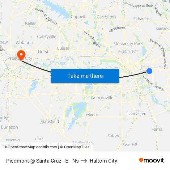 Piedmont @ Santa Cruz - E - Ns to Haltom City map