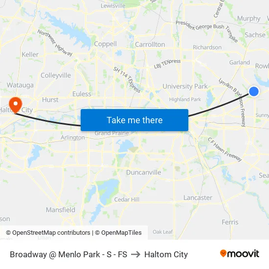 Broadway @ Menlo Park - S - FS to Haltom City map