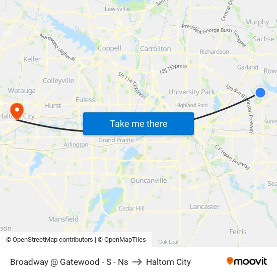 Broadway @ Gatewood - S - Ns to Haltom City map