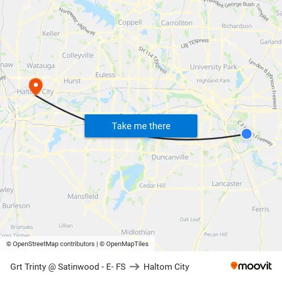 Grt Trinty @ Satinwood - E- FS to Haltom City map
