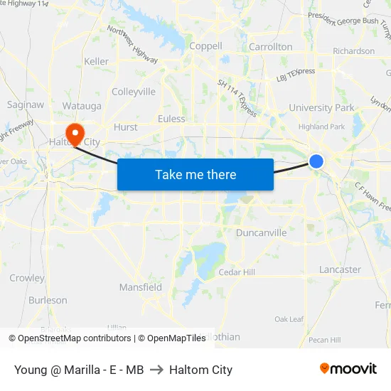 Young @ Marilla - E - MB to Haltom City map