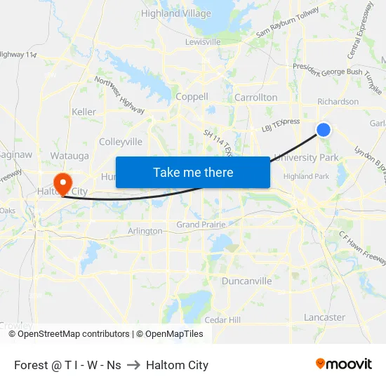 Forest @ T I - W - Ns to Haltom City map