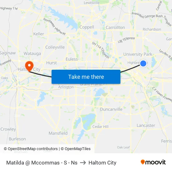 Matilda @ Mccommas - S - Ns to Haltom City map